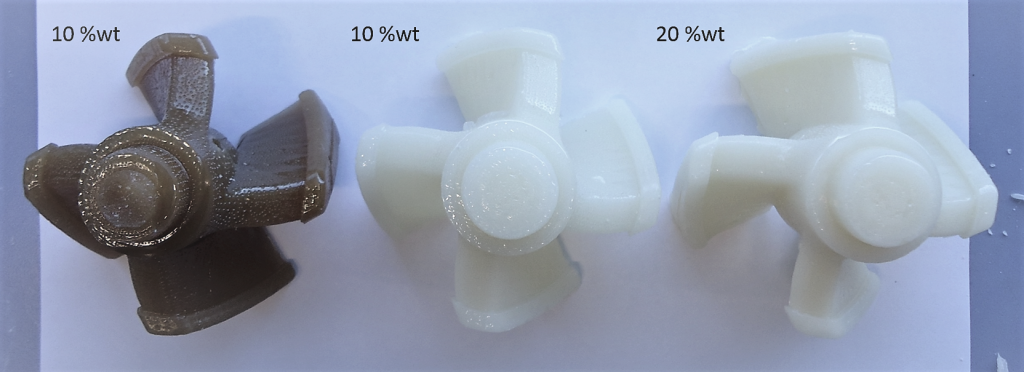Lost cores made of sugars, containing different amounts of filler materials